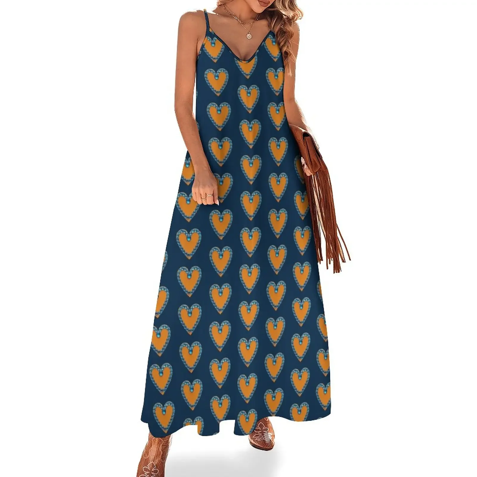 Orange Heart on Dark Blue Background Sleeveless Dress women clothes Woman clothing Women's dress Dress
Orange Heart on Dark Blue Background Sleeveless Dress women clothes Woman clothing Women's dress Dress