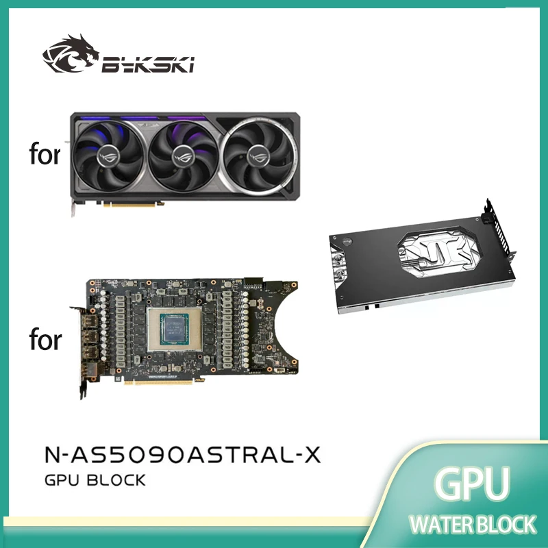 Bykski GPU Block for ASUS ROG ASTRAL RTX 5090 O32G GAMING Graphics Card Chrome-plated Red Copper Process N-AS5090ASTRAL-X
