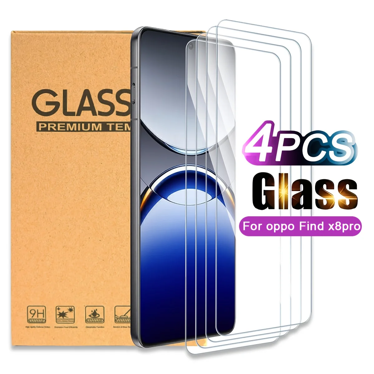 4Pcs,9H HD Tempered Glass Screen Protector for OPPO Find X8-X9 Series,Oil-Proof, No Bubbles, Better Protection for mobile phones
4Pcs,9H HD Tempered Glass Screen Protector for OPPO Find X8-X9 Series,Oil-Proof, No Bubbles, Better Protection for mobile phones