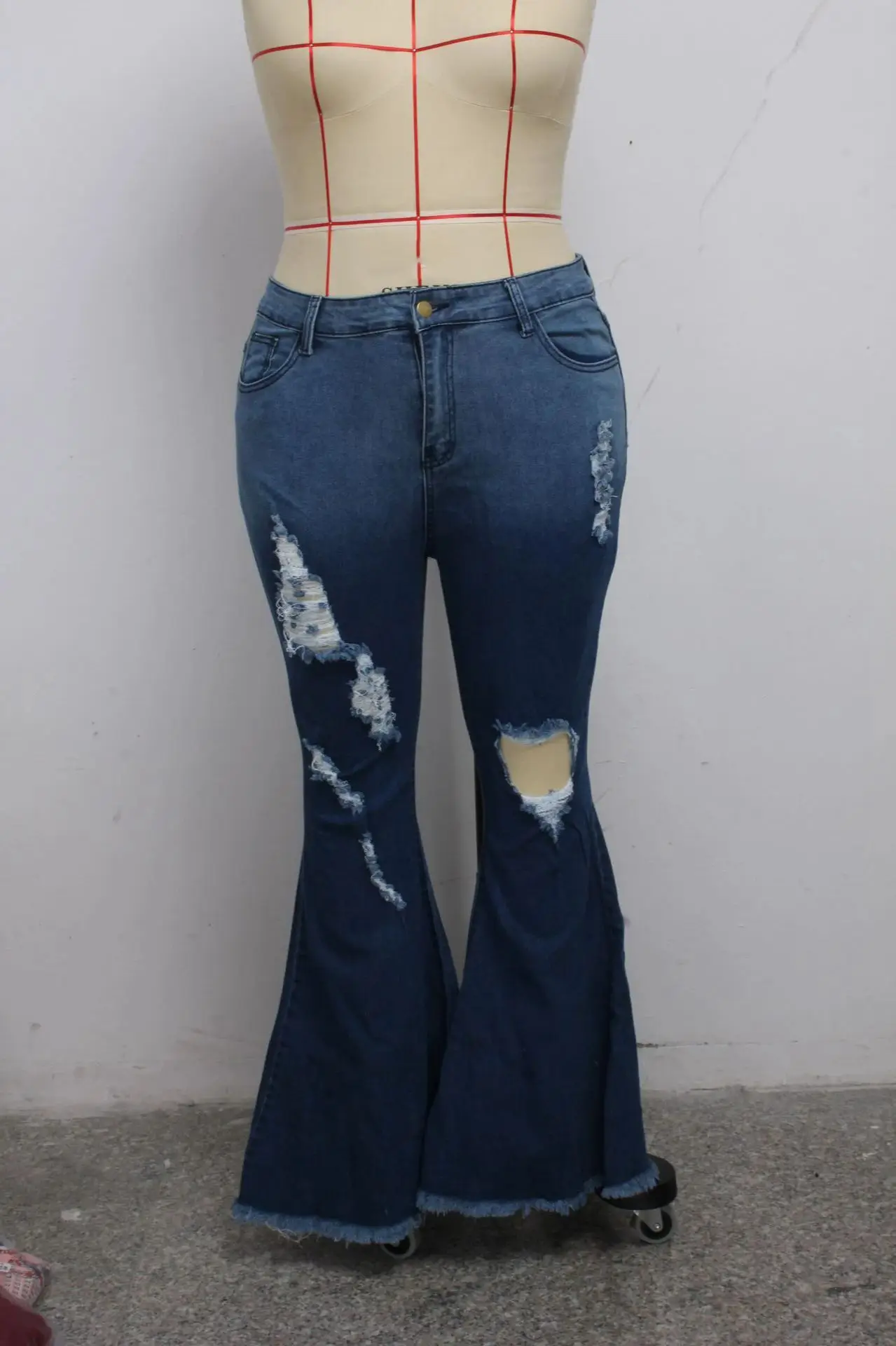 Ladies Denim Flare Pants Holes Bell Bottom Trousers Denim Pants Women Flare Jeans
Ladies Denim Flare Pants Holes Bell Bottom Trousers Denim Pants Women Flare Jeans