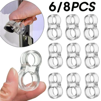 1/8PCS Door Handle Buffer Anti-collision Baby Safety Door Stops Transparent Shockproof Ring Pad Buffer Walls Protection Supplies