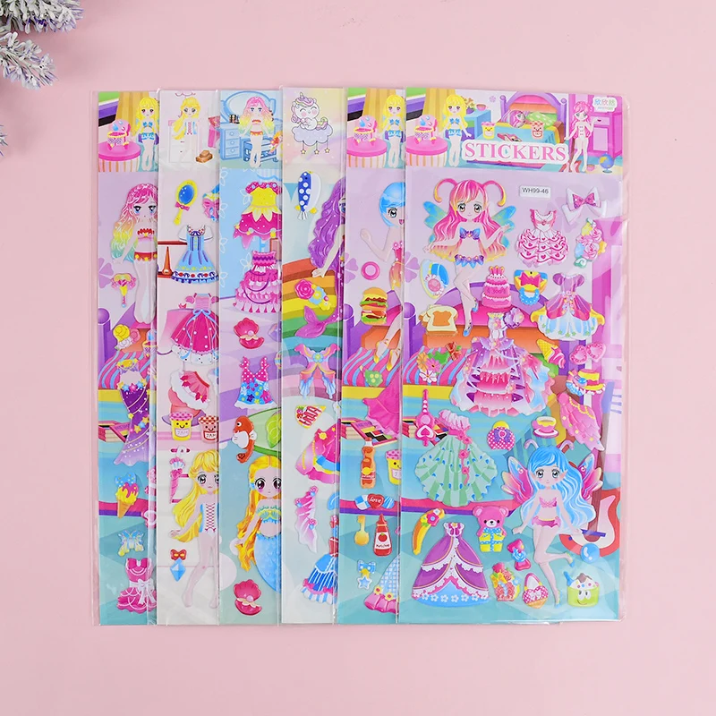 6Sheets 3D Bubble Sticker Waterproof Girls Stickers Cartoon Princess Change Clothes DIY Kawaii Toys Girl Boy Kids Birthday Toys
6Sheets 3D Bubble Sticker Waterproof Girls Stickers Cartoon Princess Change Clothes DIY Kawaii Toys Girl Boy Kids Birthday Toys