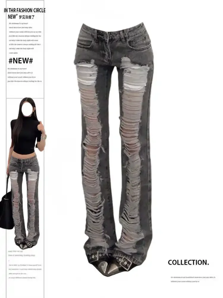 Women's Grey Ripped Skinny Jeans Harajuku Vintage Y2k Denim Trousers Japanese 2000s Style Emo Oversize Jeans Long Pants Clothes
Women's Grey Ripped Skinny Jeans Harajuku Vintage Y2k Denim Trousers Japanese 2000s Style Emo Oversize Jeans Long Pants Clothes