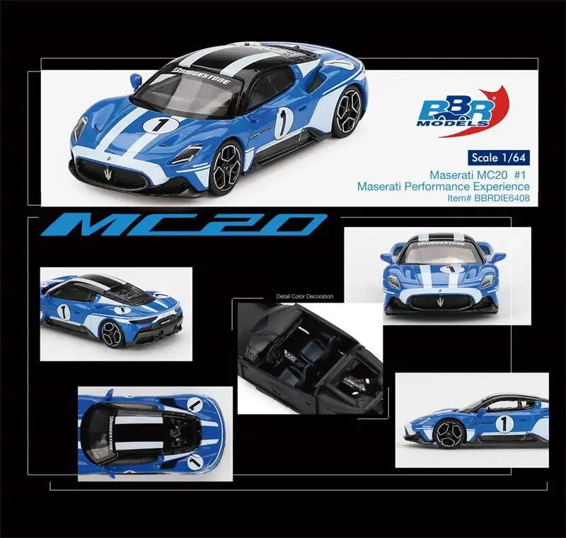 BBR 1:64 Maserati MC20 # 1:1 Литая под давлением модель автомобиля Maserati Performance Experience, сине-белая модель автомобиля 
BBR 1:64 Maserati MC20 # 1:1 Литая под давлением модель автомобиля Maserati Performance Experience, сине-белая модель автомобиля