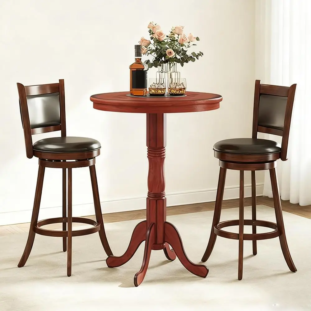 Round Counter Height Dining Set with 2 Swivel Bar Stools and Chalkboard, Ideal for Kitchen, Bistro
Round Counter Height Dining Set with 2 Swivel Bar Stools and Chalkboard, Ideal for Kitchen, Bistro