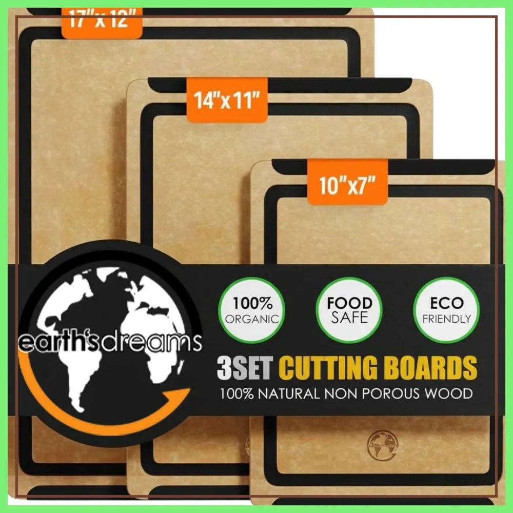 Composite Wood Cutting Board Set of 3 – Built In Juice Groove, Dishwasher Safe, Non-Slip, Large, Medium & Small
Composite Wood Cutting Board Set of 3 – Built In Juice Groove, Dishwasher Safe, Non-Slip, Large, Medium & Small