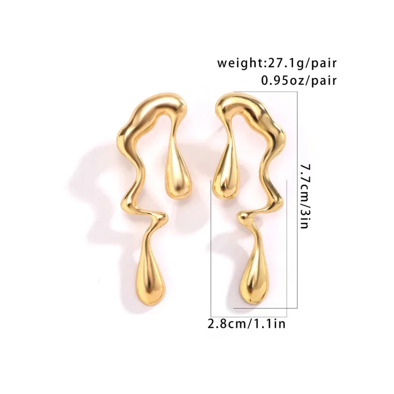 EVISPOL Creative Metal Irregular Water Drops Stud Earrings for Women Vintage Gold Color Geometric Long Earrings Jewelry Gift
EVISPOL Creative Metal Irregular Water Drops Stud Earrings for Women Vintage Gold Color Geometric Long Earrings Jewelry Gift