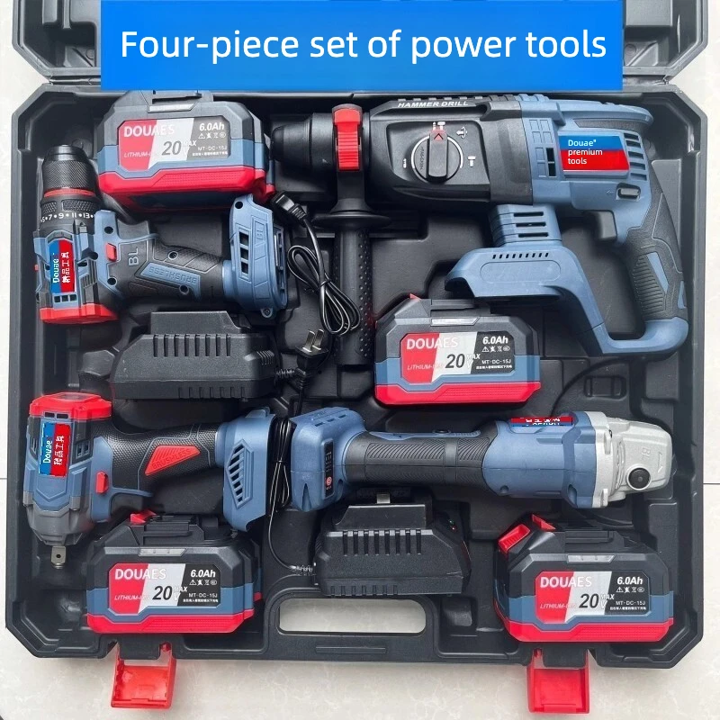 Brushless Power Tools Impact Drill Rechargeable Electric Hammer Angle Grinder Electric Wrench Electric Drill Four-piece Set
Brushless Power Tools Impact Drill Rechargeable Electric Hammer Angle Grinder Electric Wrench Electric Drill Four-piece Set