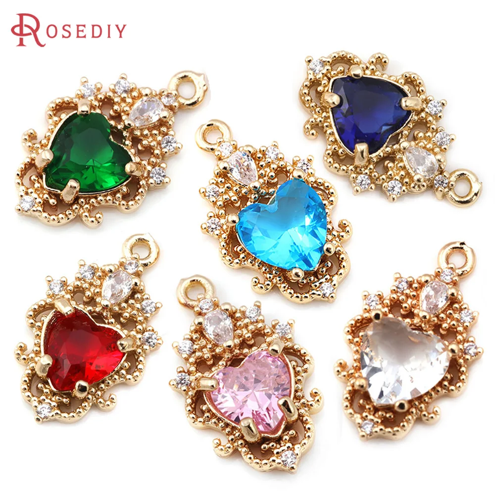 18K Gold Color Brass Zircon Glass Heart Charms Pendants High Quality Jewelry Making Necklace Earrings Diy Accessories
18K Gold Color Brass Zircon Glass Heart Charms Pendants High Quality Jewelry Making Necklace Earrings Diy Accessories