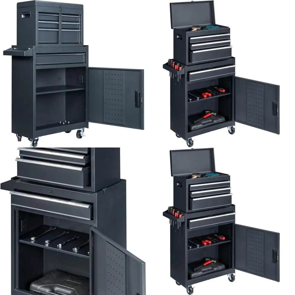 Portable 4-Drawer Metal Tool Chest with Detachable Lid, Lockable Wheels, Lock Bar, Tool Rack, and Protective Liner for Garage Wo
Portable 4-Drawer Metal Tool Chest with Detachable Lid, Lockable Wheels, Lock Bar, Tool Rack, and Protective Liner for Garage Wo