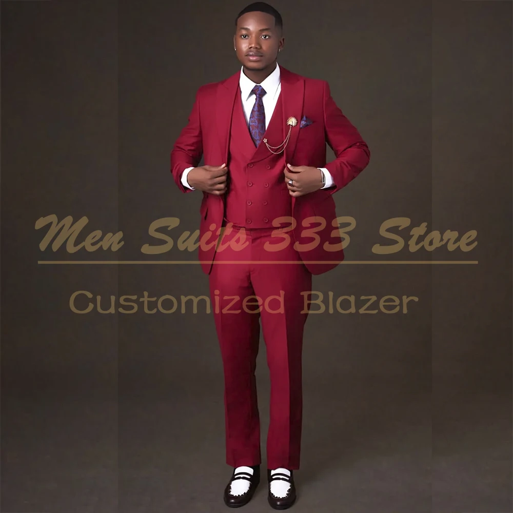 Customzied Red Men's Suits Formal Single Breasted Peak Lapel Slim Fit 3 Piece Jacket Pants Vest High Quality Wedding Outfits
Customzied Red Men's Suits Formal Single Breasted Peak Lapel Slim Fit 3 Piece Jacket Pants Vest High Quality Wedding Outfits