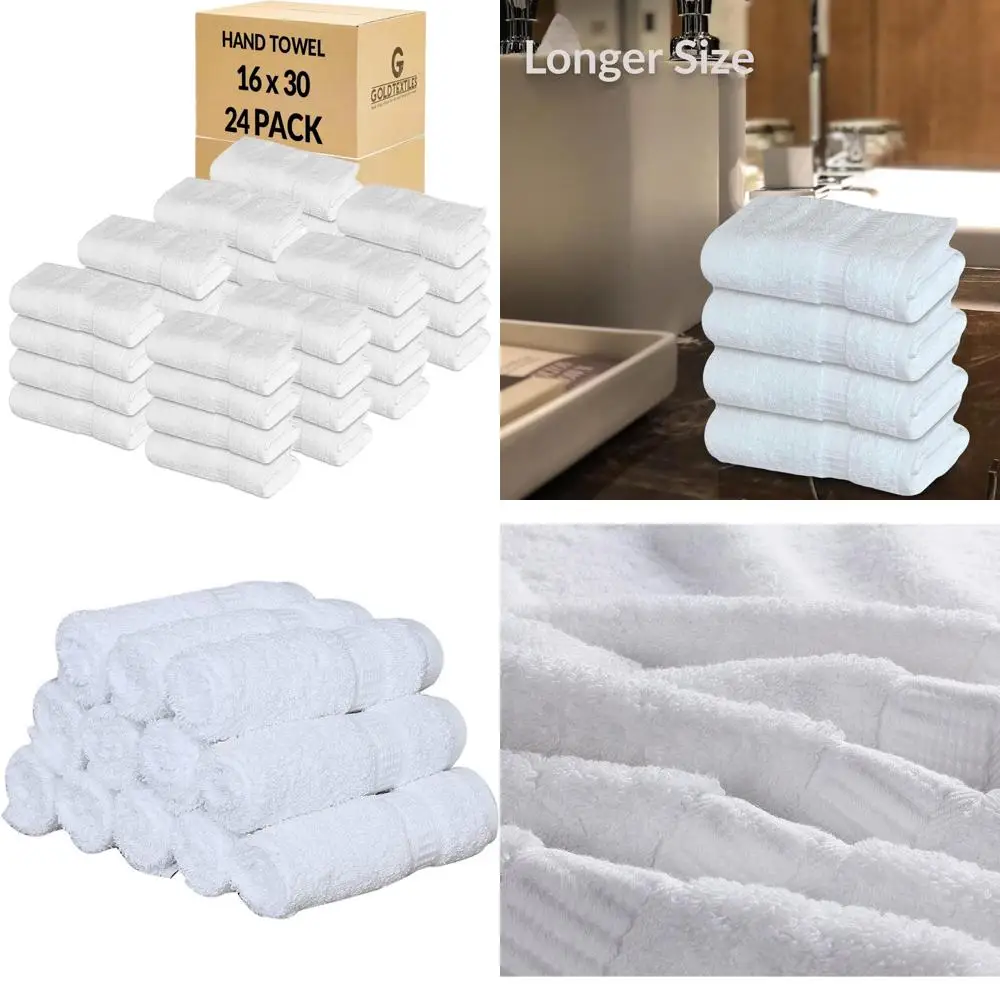 Premium 24-Pack White Hand Towels 16x30 inches, 100% Ring Spun Cotton, Soft, Absorbent, Quick-Drying for Large Bathrooms
Premium 24-Pack White Hand Towels 16x30 inches, 100% Ring Spun Cotton, Soft, Absorbent, Quick-Drying for Large Bathrooms