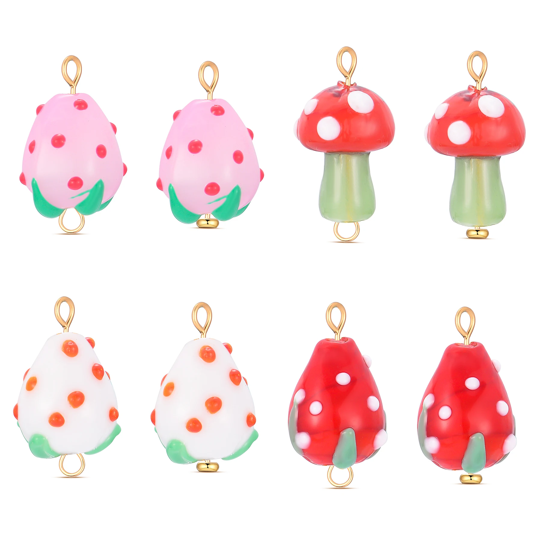 8Pcs Cute 3D Strawberry Mushroom Handmade Charms For Jewelry Making Gold Color Ceramic Stainless Steel DIY Small Pendant Jewelry
8Pcs Cute 3D Strawberry Mushroom Handmade Charms For Jewelry Making Gold Color Ceramic Stainless Steel DIY Small Pendant Jewelry
