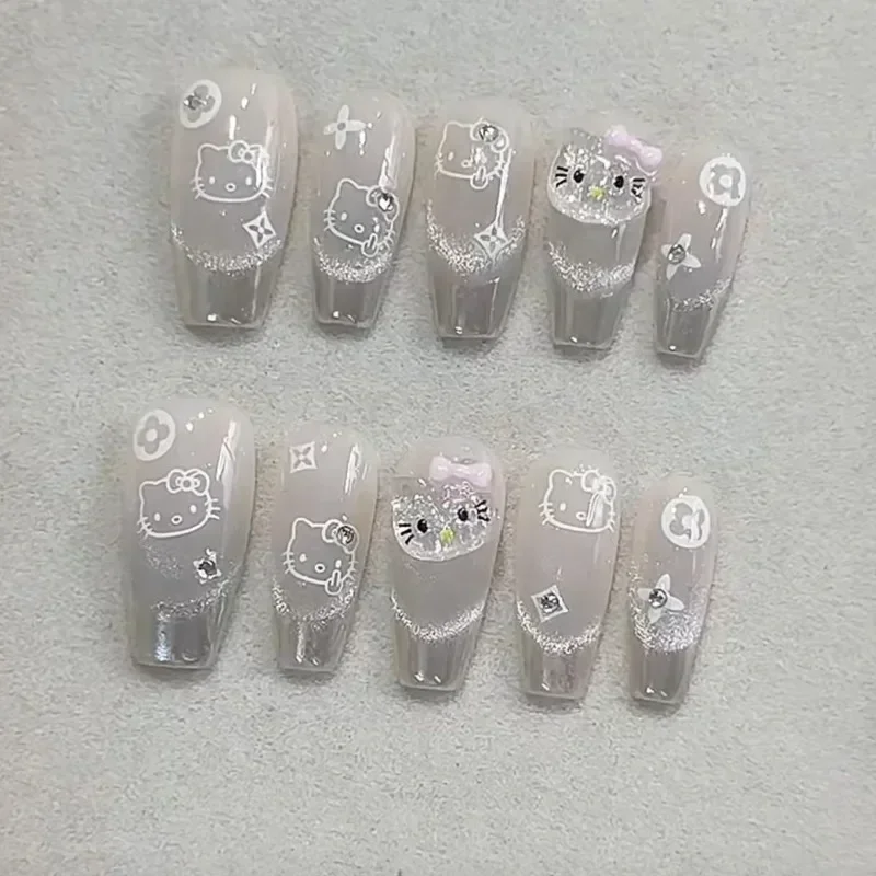 10pcs Sweet Hello Kitty Anime Kawaii Sanrio Pure Handmade Nail Patch Cute KT Cat Fingers Decoration Fashion Ins Gifts for Girls
10pcs Sweet Hello Kitty Anime Kawaii Sanrio Pure Handmade Nail Patch Cute KT Cat Fingers Decoration Fashion Ins Gifts for Girls