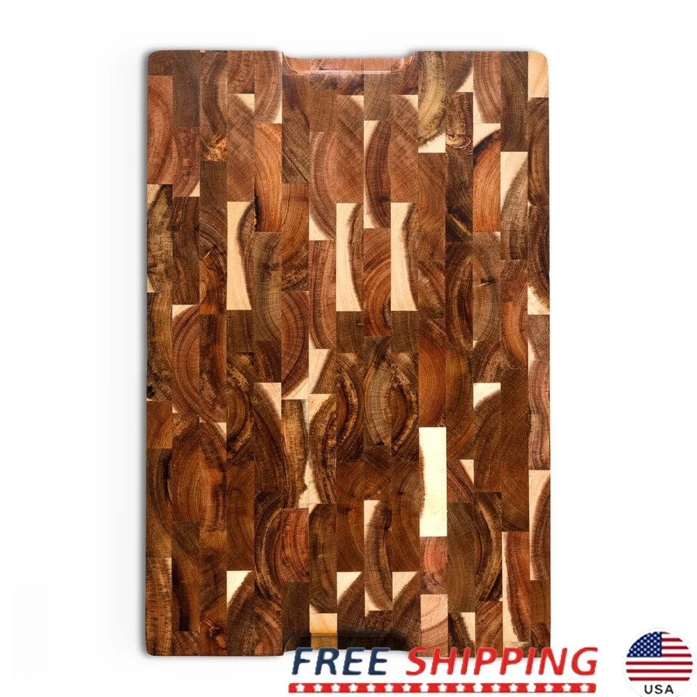 Acacia Wood End Grain Cutting Board 18x12x1.2 Durable Antibacterial Reversible Chef Board with Double Side Grip Chopping Serving
Acacia Wood End Grain Cutting Board 18x12x1.2 Durable Antibacterial Reversible Chef Board with Double Side Grip Chopping Serving