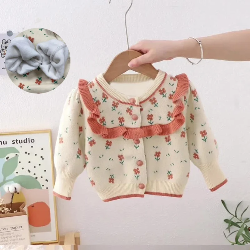 2-7Y Baby Girl Clothes Floral Knitted Cardigan Sweater with Ruffle Trim Kids Cute Cotton Warm Long Sleeve Fashion Outerwear Top
2-7Y Baby Girl Clothes Floral Knitted Cardigan Sweater with Ruffle Trim Kids Cute Cotton Warm Long Sleeve Fashion Outerwear Top