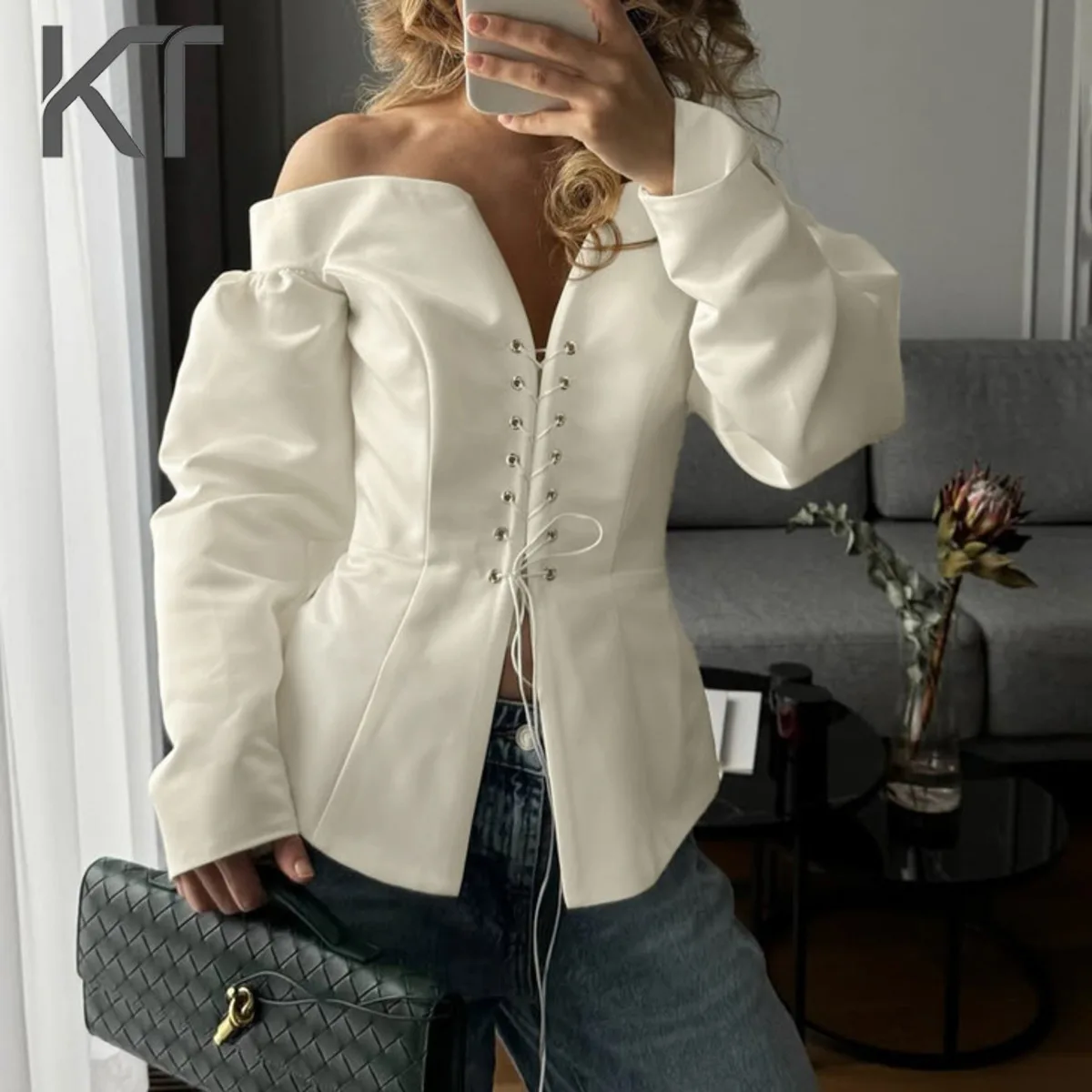 KT Elegant Sexy Off Shoulder Corset Blouse For Women Puff Sleeve Lace Up Fitted Waist Peplum Party & Daily Tops
KT Elegant Sexy Off Shoulder Corset Blouse For Women Puff Sleeve Lace Up Fitted Waist Peplum Party & Daily Tops