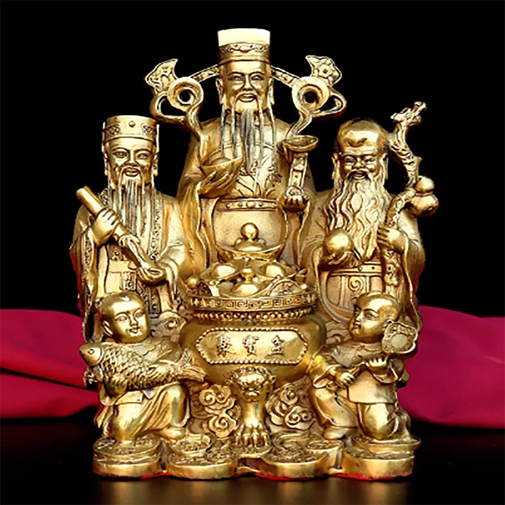 Pure copper fortune, fortune, longevity, three immortals shining high, treasure bowl, and fortune ornaments
Pure copper fortune, fortune, longevity, three immortals shining high, treasure bowl, and fortune ornaments