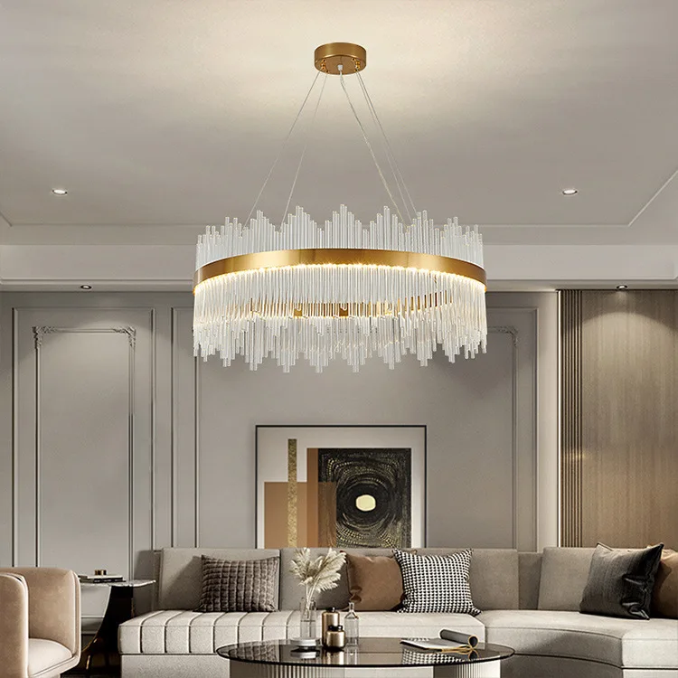 Modern Simplicity Round Crystal Glass Chandelier Gold Luxury Pendant Light for Living Room Dining Room Hotel
Modern Simplicity Round Crystal Glass Chandelier Gold Luxury Pendant Light for Living Room Dining Room Hotel