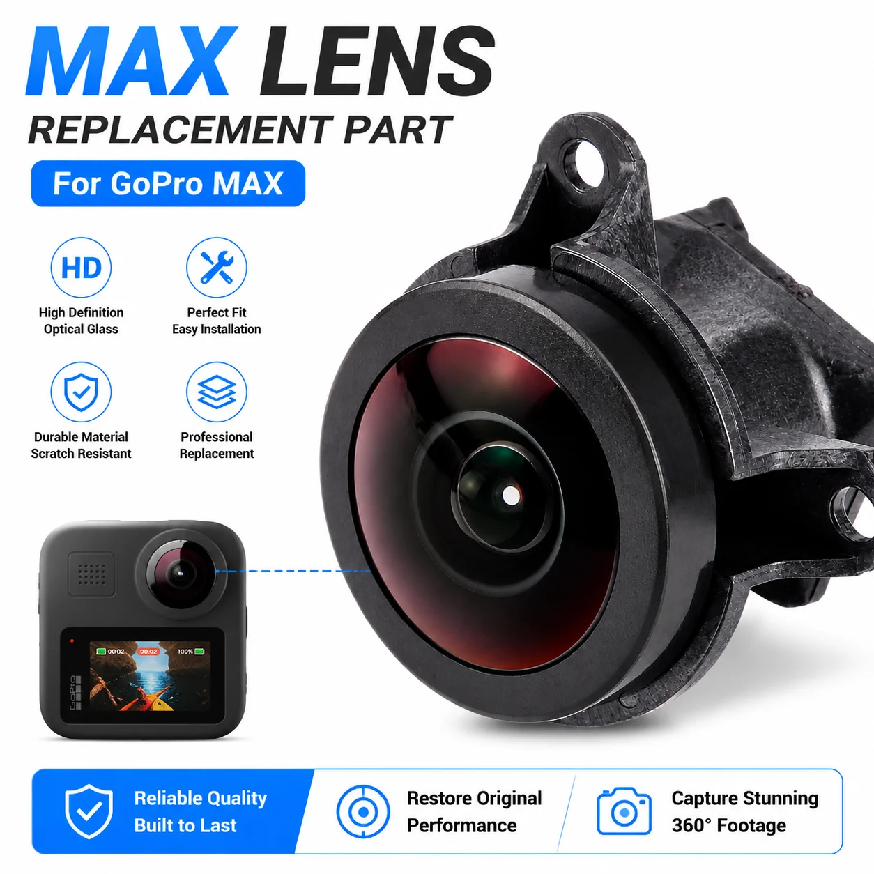 Replacement Lens For GoPro Max Action Camera Optical Lens Fish Eye Repair Parts Replace Accessories
Replacement Lens For GoPro Max Action Camera Optical Lens Fish Eye Repair Parts Replace Accessories