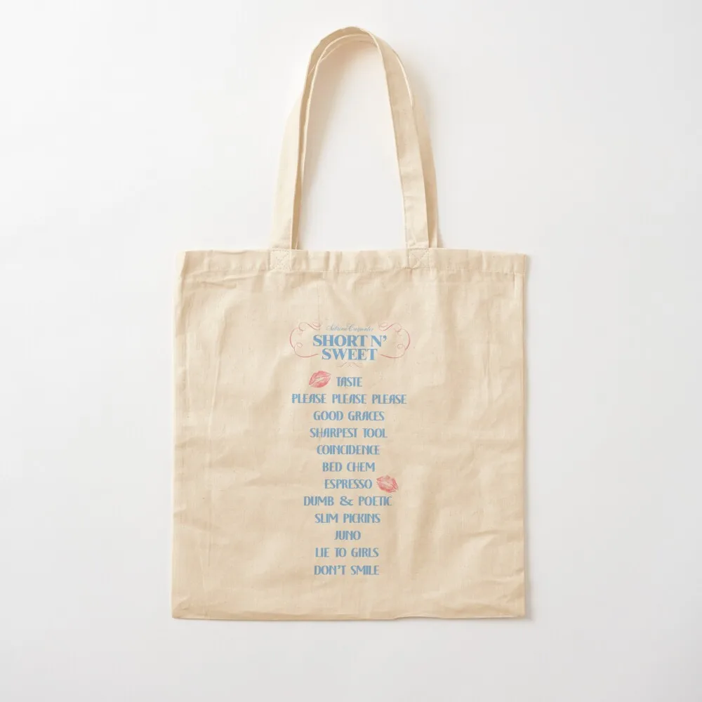 Short nâ Sweet Tracklist Tote Bag 
Short nâ Sweet Tracklist Tote Bag