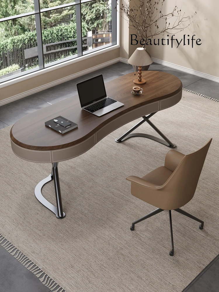 High-end solid wood desk light luxury modern simple saddle leather home bedroom walnut leather computer desk
High-end solid wood desk light luxury modern simple saddle leather home bedroom walnut leather computer desk