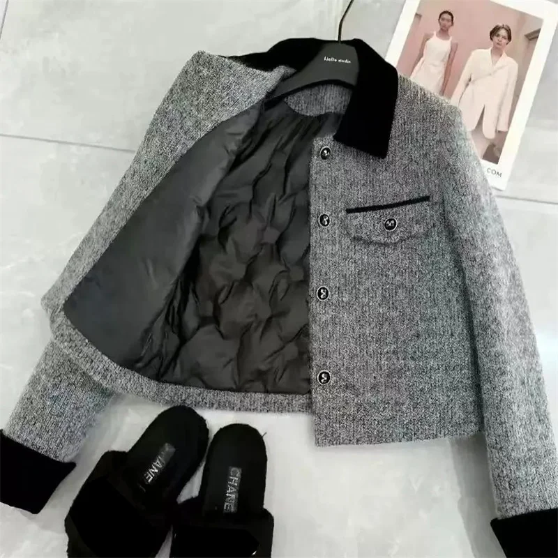 Spring Autumn Lady Black Grey Wool Blend Jacket Retro Women Fashion Leisure Short Outwear Female Long Sleeves Woolen Tops Coat
Spring Autumn Lady Black Grey Wool Blend Jacket Retro Women Fashion Leisure Short Outwear Female Long Sleeves Woolen Tops Coat