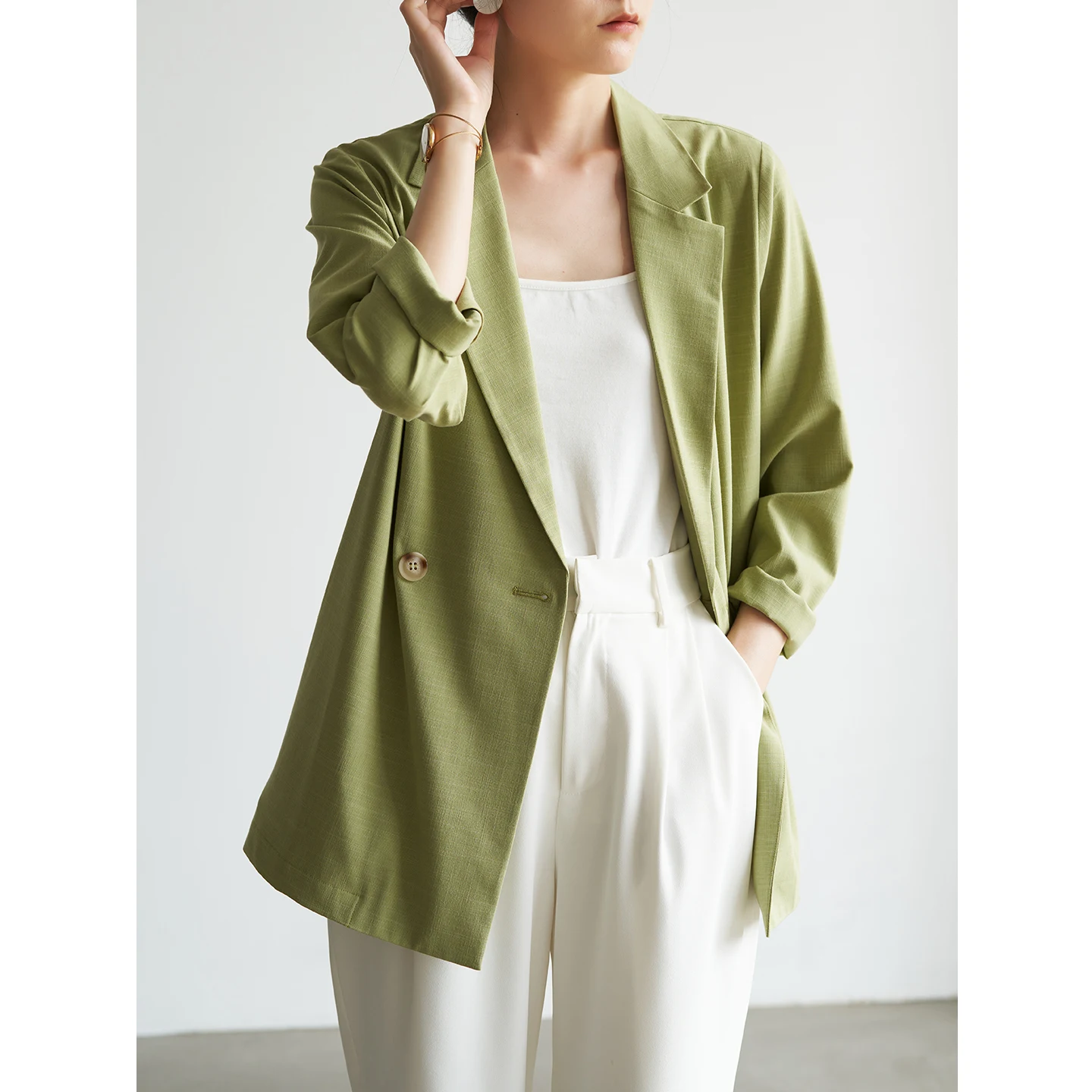 Ladies Lightweight Linen Suit Jacket Casual Commute Lemon Green Texture Sun Protection Small Size Fashionable Spring Outerwear
Ladies Lightweight Linen Suit Jacket Casual Commute Lemon Green Texture Sun Protection Small Size Fashionable Spring Outerwear
