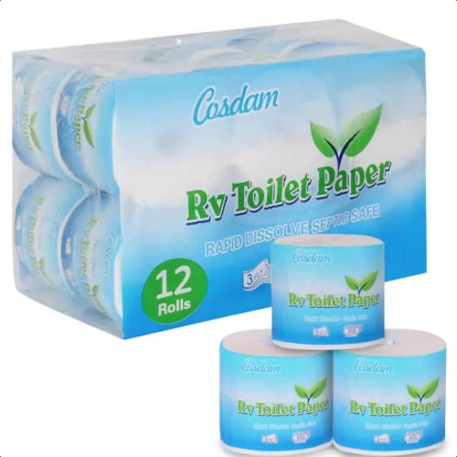 RV Toilet Paper 12 Rolls 3Ply 400 Sheets Fast Dissoe Bath Tissue for Camping Marine RV Holding Tanks
RV Toilet Paper 12 Rolls 3Ply 400 Sheets Fast Dissoe Bath Tissue for Camping Marine RV Holding Tanks