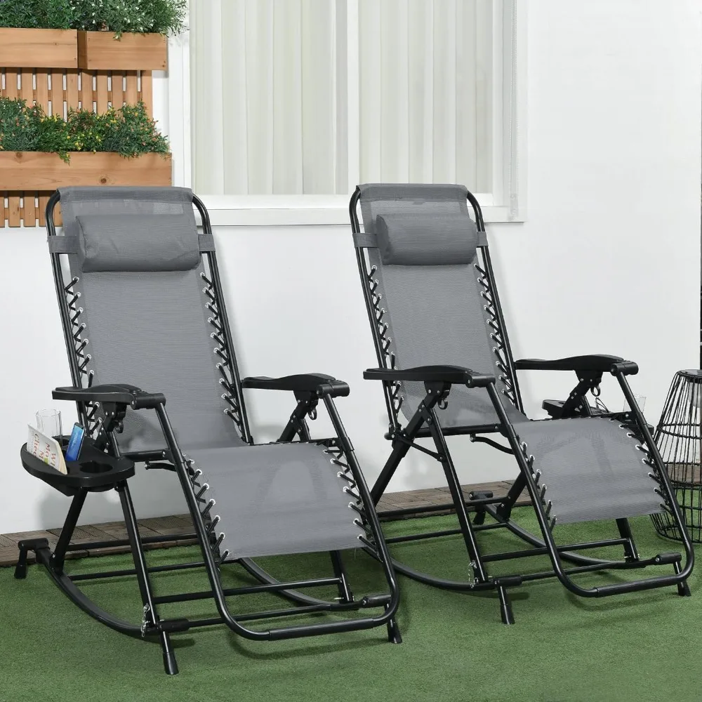 Outsunny 2 Pieces Outdoor Rocking Chairs Foldable Reclining Zero Gravity Lounge Rocker with Pillow Cup and Phone Holder
Outsunny 2 Pieces Outdoor Rocking Chairs Foldable Reclining Zero Gravity Lounge Rocker with Pillow Cup and Phone Holder