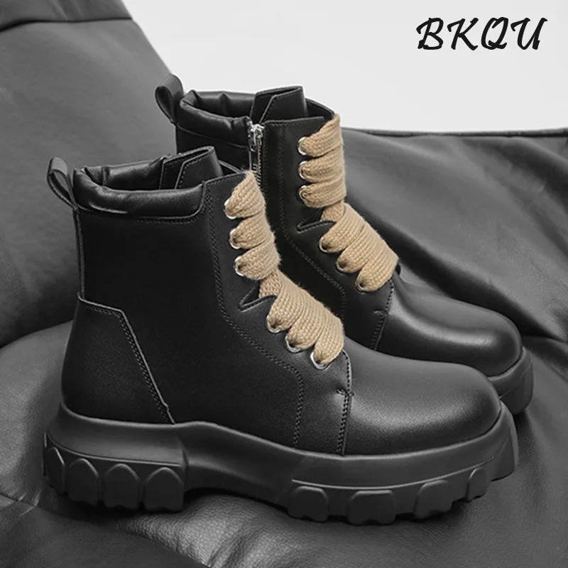 BKQU European Casual Style British Retro Round-top Work Boots with Thick Sole and Height Increase, Casual Lace-up Chelsea Boots
BKQU European Casual Style British Retro Round-top Work Boots with Thick Sole and Height Increase, Casual Lace-up Chelsea Boots