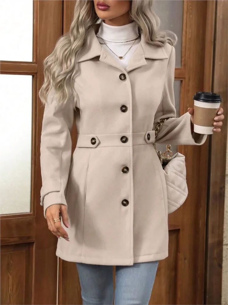 New Autumn Winter Elegant Women Button Lapel Long Sleeve Jackets Coat, Vintage Office Lady Basic Slim Outerwears, Women Clothing
New Autumn Winter Elegant Women Button Lapel Long Sleeve Jackets Coat, Vintage Office Lady Basic Slim Outerwears, Women Clothing