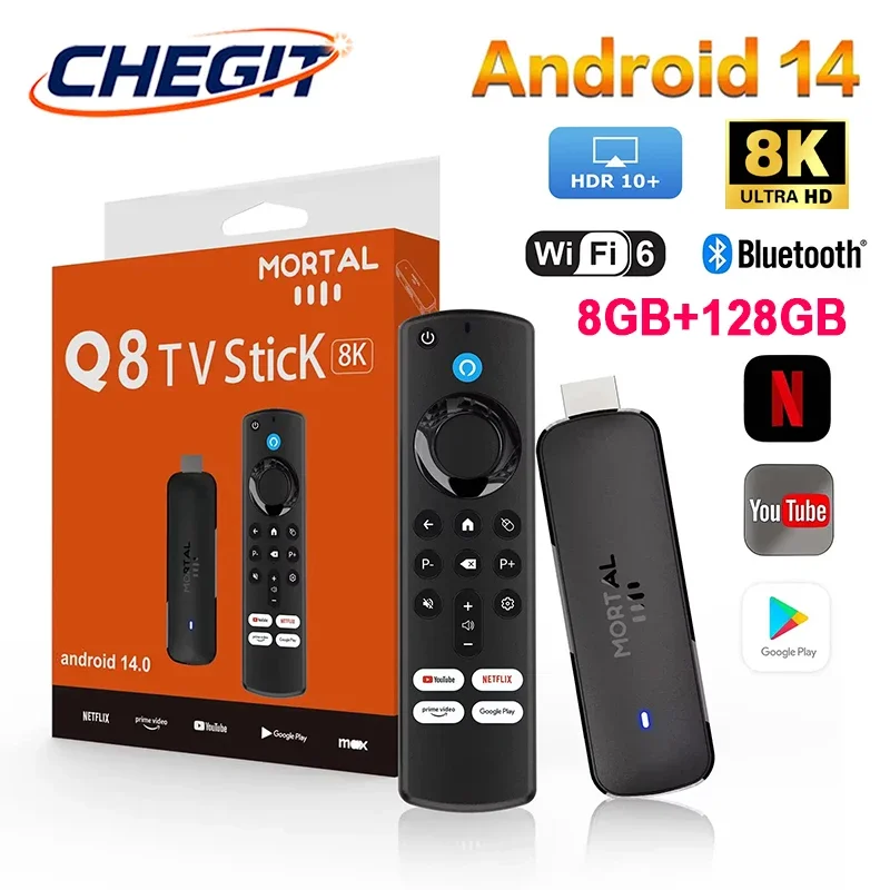 Android 14 Q8 TV Stick Support HD 8K Video Dual Wifi6 8GB+128GB RK3518 4-Core for Netflix YouTube Home Theater Media Player
Android 14 Q8 TV Stick Support HD 8K Video Dual Wifi6 8GB+128GB RK3518 4-Core for Netflix YouTube Home Theater Media Player