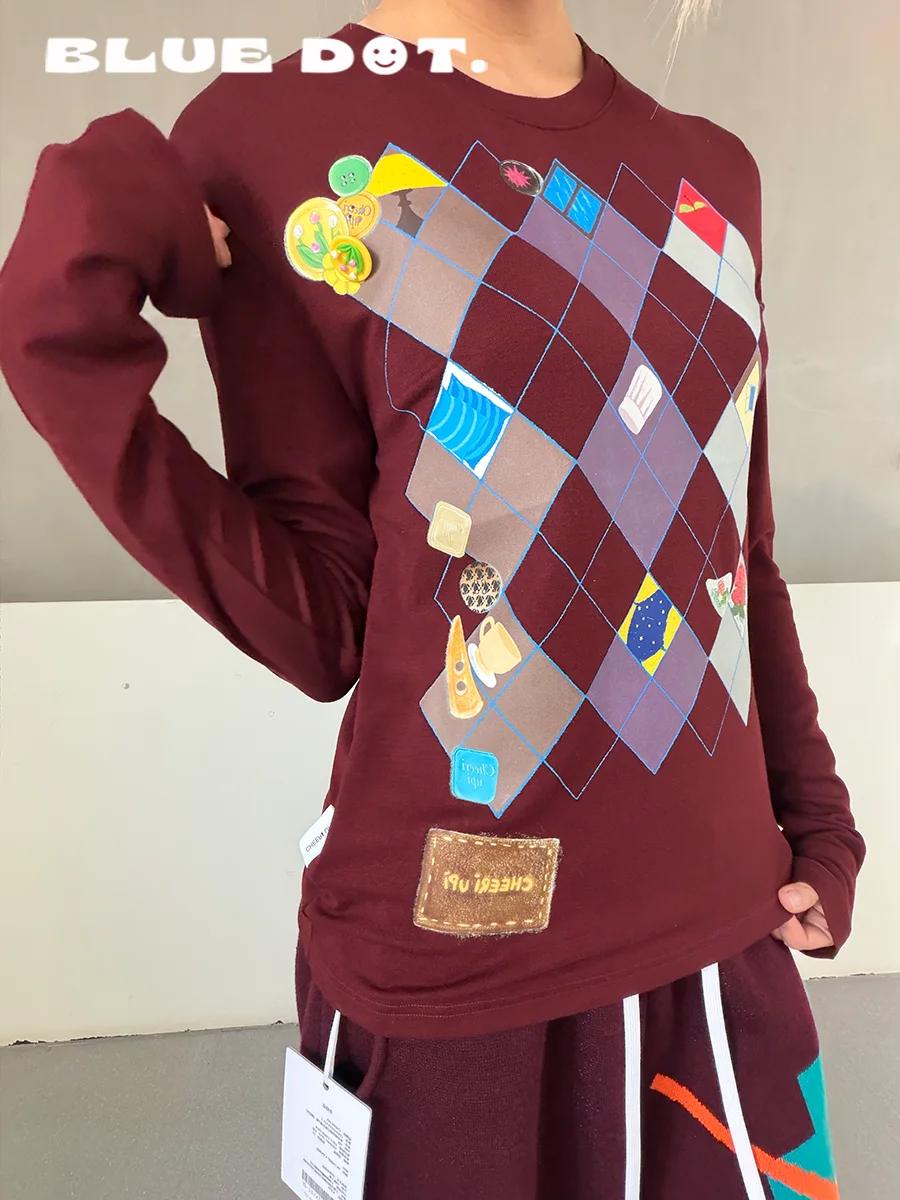 BLUEDOT CHEERi UPi 26, новая повседневная длинная футболка с ромбовидным узором, круглый топ Ne Base Layer, женская футболка Faion
BLUEDOT CHEERi UPi 26, новая повседневная длинная футболка с ромбовидным узором, круглый топ Ne Base Layer, женская футболка Faion