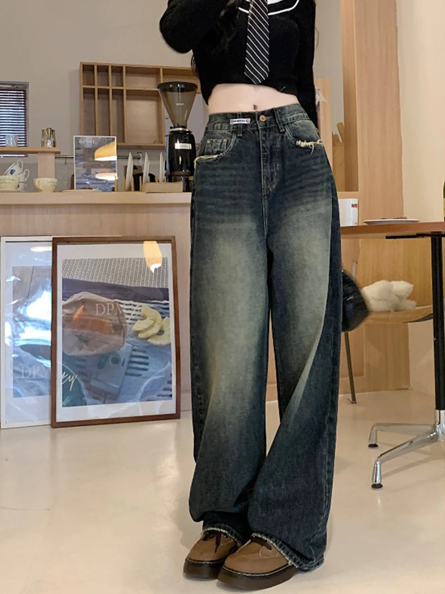 High Waist Wide Leg Jeans Women's Loose Fit Floor Length Slimming Vintage Design Spring Autumn Blue Denim Pants
High Waist Wide Leg Jeans Women's Loose Fit Floor Length Slimming Vintage Design Spring Autumn Blue Denim Pants