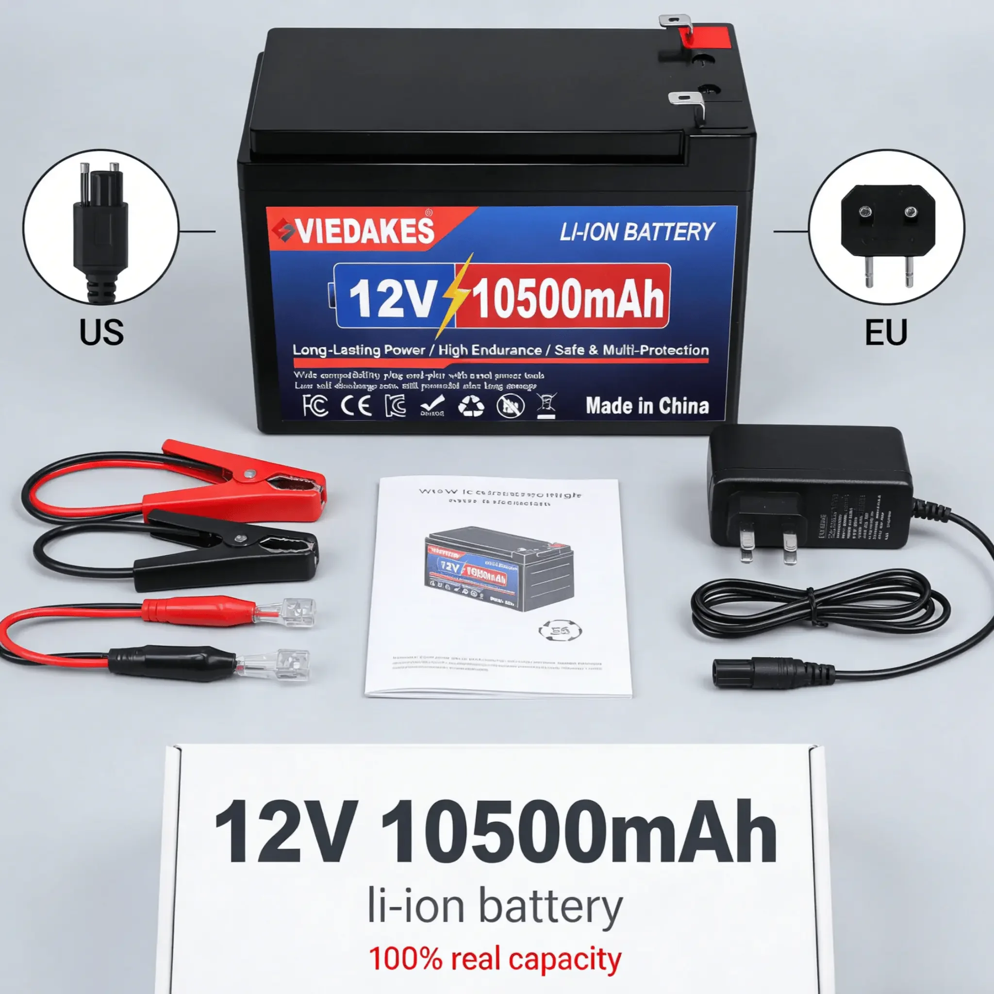 100% Real Capacity 12V 10500mAh Lithium Battery Long Life Li-ion Pack for Scooter Camping Marine Vessel Trolling Motor
100% Real Capacity 12V 10500mAh Lithium Battery Long Life Li-ion Pack for Scooter Camping Marine Vessel Trolling Motor