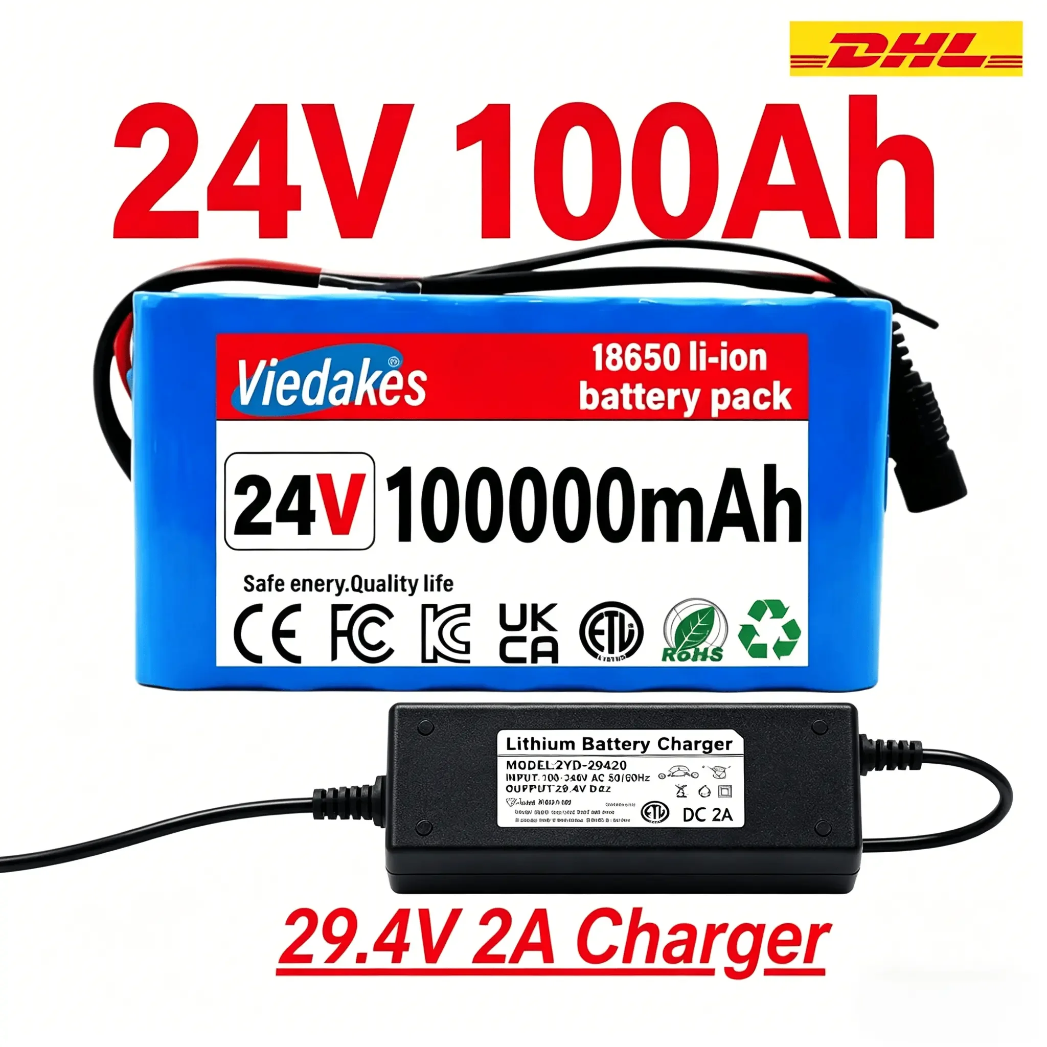 24V 100Ah high Capacity Lithium Battery Pack XT60 Interface Anti Drop Anti Explosion Structure With Dedicated Charger
24V 100Ah high Capacity Lithium Battery Pack XT60 Interface Anti Drop Anti Explosion Structure With Dedicated Charger