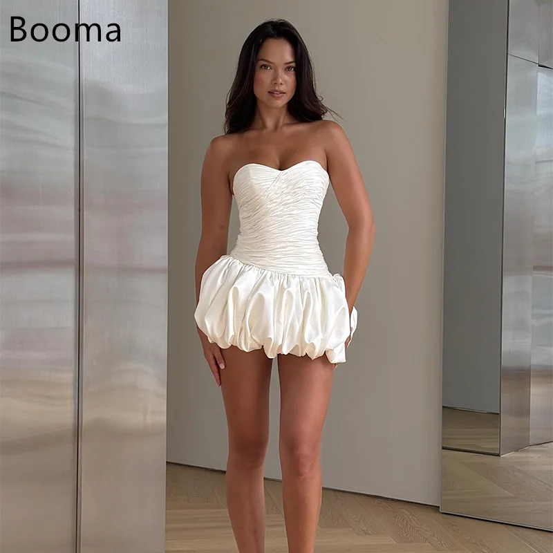 Booma A-Line Mini Simple Pleat Wedding Dresses Sleeveless Satin Sexy Short Brides Gown Custom Made 2025
Booma A-Line Mini Simple Pleat Wedding Dresses Sleeveless Satin Sexy Short Brides Gown Custom Made 2025