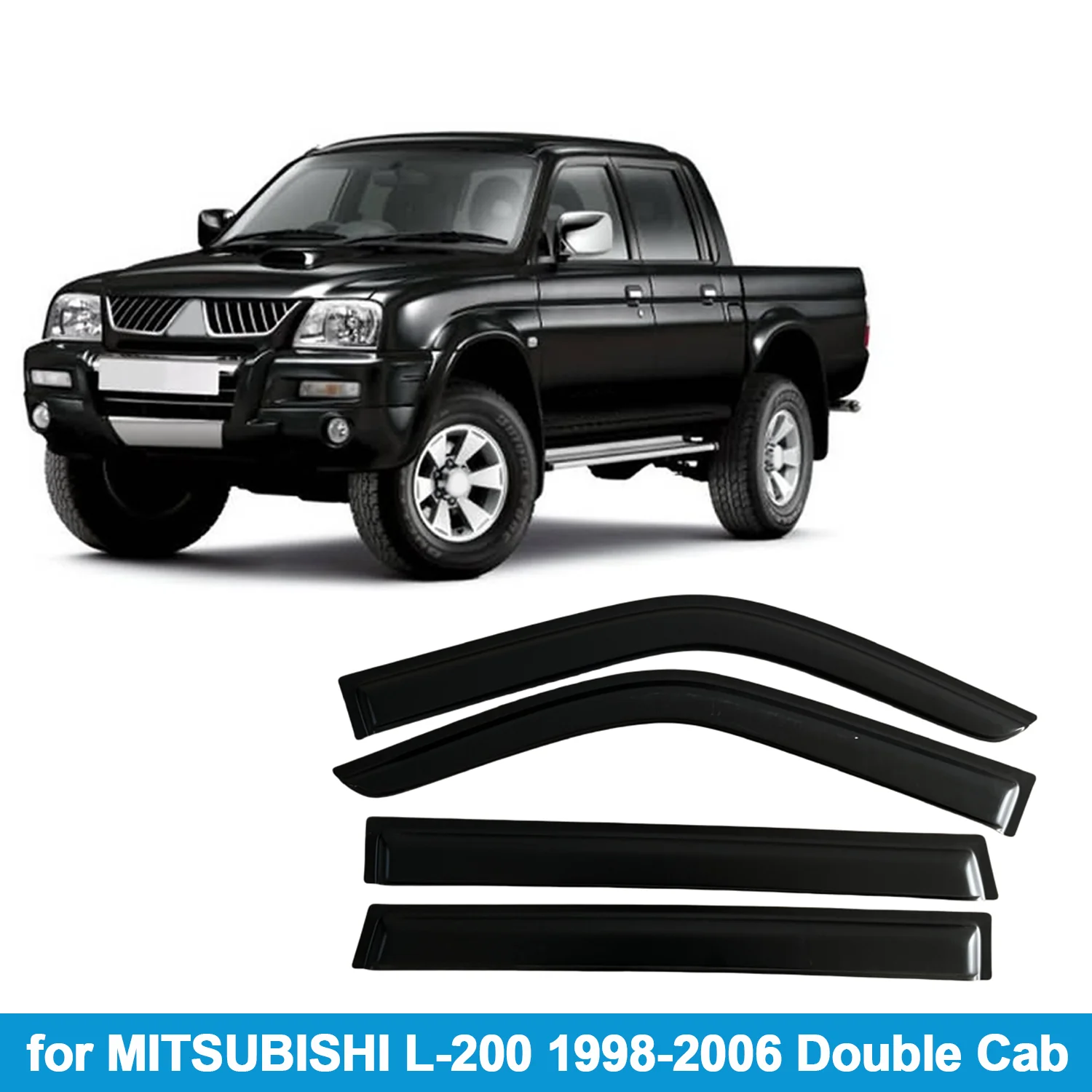 Window Visor for MITSUBISHI L-200 1998-2006 Double Cab Rain Guard Side Vent Deflector Weathershield Outside-Mount Tape On
Window Visor for MITSUBISHI L-200 1998-2006 Double Cab Rain Guard Side Vent Deflector Weathershield Outside-Mount Tape On