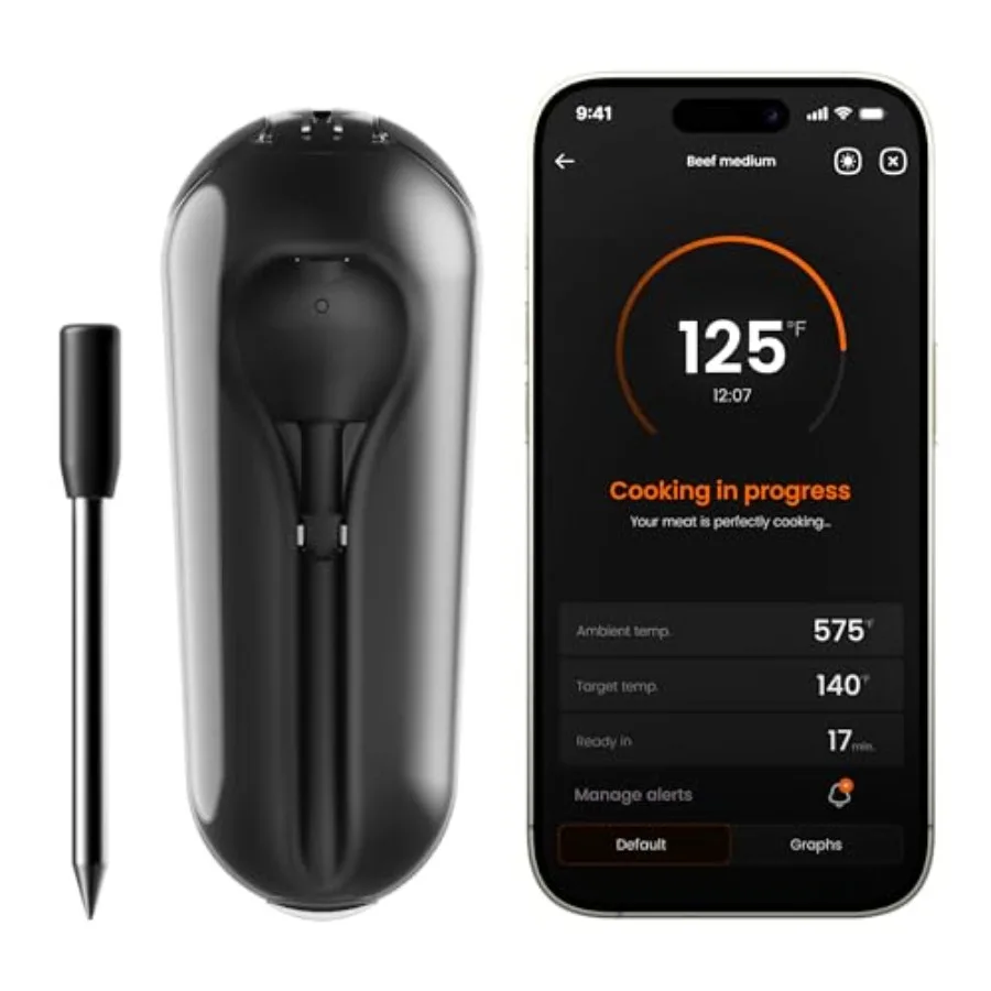 Meat It 3 Wireless Bluetooth Meat Thermometer for Cooking - Direct-Heating Flame Resistant - Measures Core Surface Ambient Temp
Meat It 3 Wireless Bluetooth Meat Thermometer for Cooking - Direct-Heating Flame Resistant - Measures Core Surface Ambient Temp