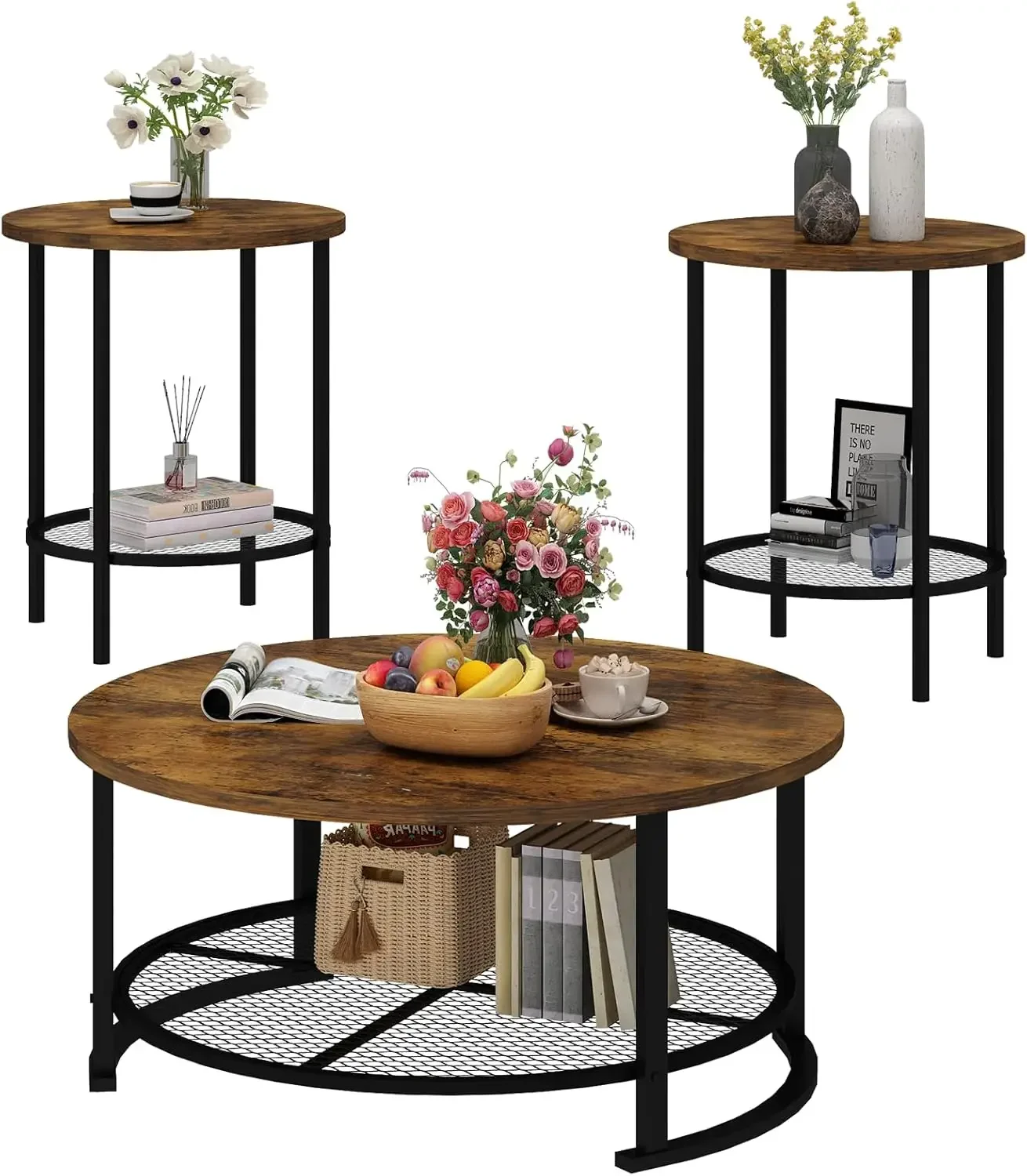 Modern 3-Piece Living Room Table Set for Office, Living Room, Apartment, Small Space, Easy Assembly Furniture, Rustic Brown
Modern 3-Piece Living Room Table Set for Office, Living Room, Apartment, Small Space, Easy Assembly Furniture, Rustic Brown