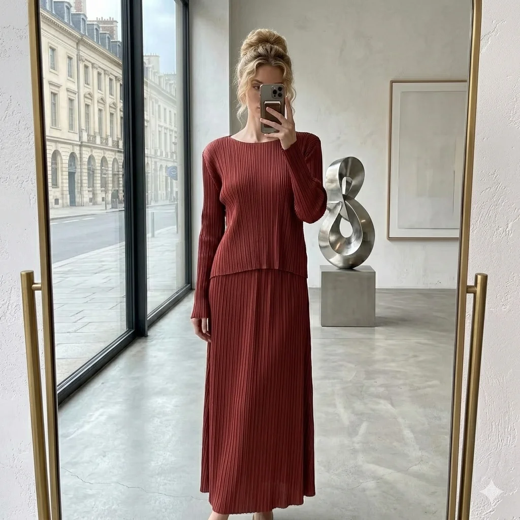 Miyake Pleated New 2026 Spring/Summer Set High Quality Fashion Peplum Pleated Temperament Set Irregular Comfortable Top Set
Miyake Pleated New 2026 Spring/Summer Set High Quality Fashion Peplum Pleated Temperament Set Irregular Comfortable Top Set
