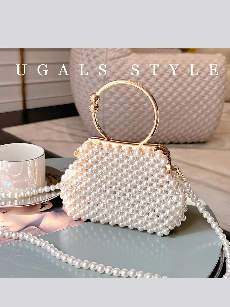 UGALS Metal Handwoven Bead Pearl Clip Evening Bag Women's Handheld Shoulder Crossbody Bag for Banquet Sweet Lady Style
UGALS Metal Handwoven Bead Pearl Clip Evening Bag Women's Handheld Shoulder Crossbody Bag for Banquet Sweet Lady Style