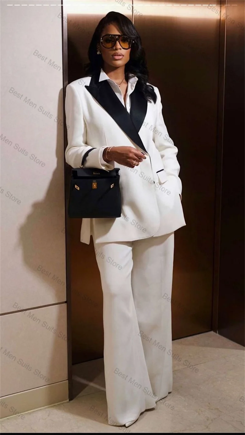 White Women Suit Set 2 Pcs Blazer+Pants Trousers Autumn Black Lapel Autumn Formal Office Jacket Customized Wedding Tuxedos Coat 
White Women Suit Set 2 Pcs Blazer+Pants Trousers Autumn Black Lapel Autumn Formal Office Jacket Customized Wedding Tuxedos Coat