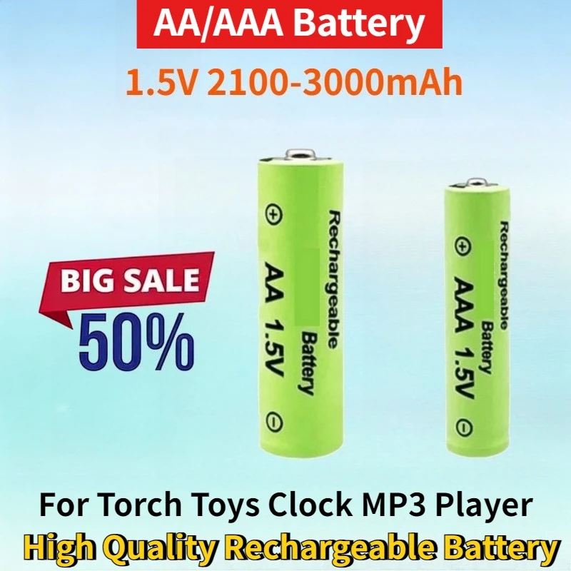 Newest 1.5V 2100-3000mAh NI-MH AA/AAA Rechargeable Battery for Torch Toys Clock MP3 Player High Quality Rechargeable Battery
Newest 1.5V 2100-3000mAh NI-MH AA/AAA Rechargeable Battery for Torch Toys Clock MP3 Player High Quality Rechargeable Battery