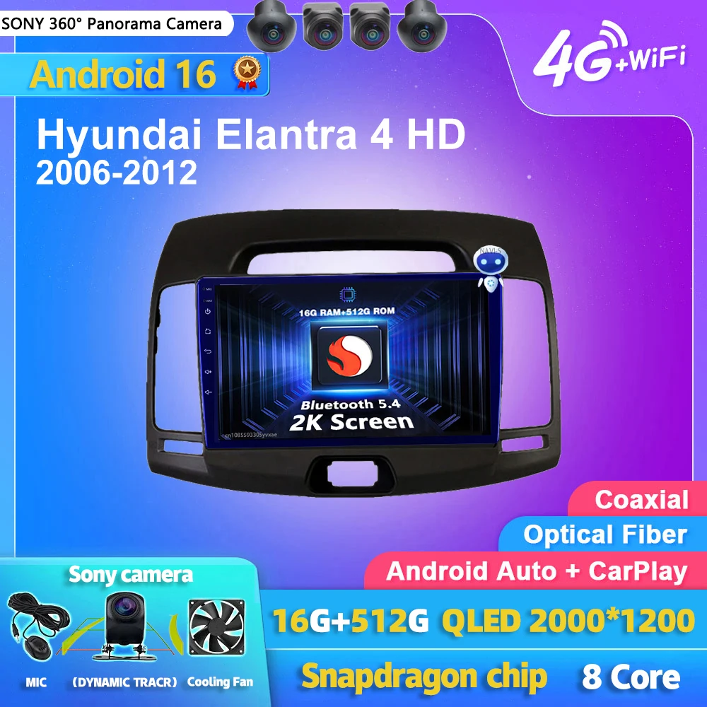 Android 16 Carplay Auto 2K Screen Car Radio Multimedia Player For Hyundai Elantra 4 HD 2006-2012 Autoradio Stereo 2din Head Unit
Android 16 Carplay Auto 2K Screen Car Radio Multimedia Player For Hyundai Elantra 4 HD 2006-2012 Autoradio Stereo 2din Head Unit