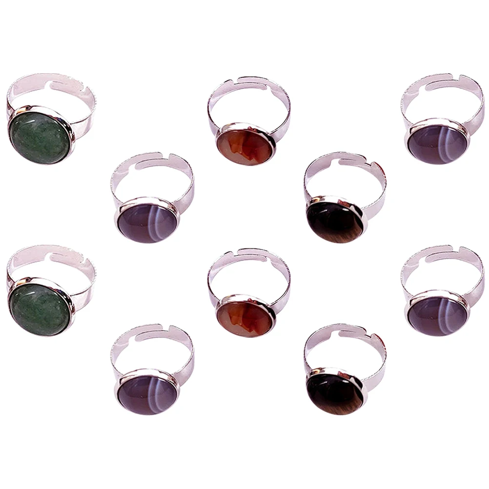 10 Pcs Natural Stone Rings Adjustable Open Women Fashion Accessories 12mm Round Random Elegant Birthday Christmas Party
10 Pcs Natural Stone Rings Adjustable Open Women Fashion Accessories 12mm Round Random Elegant Birthday Christmas Party