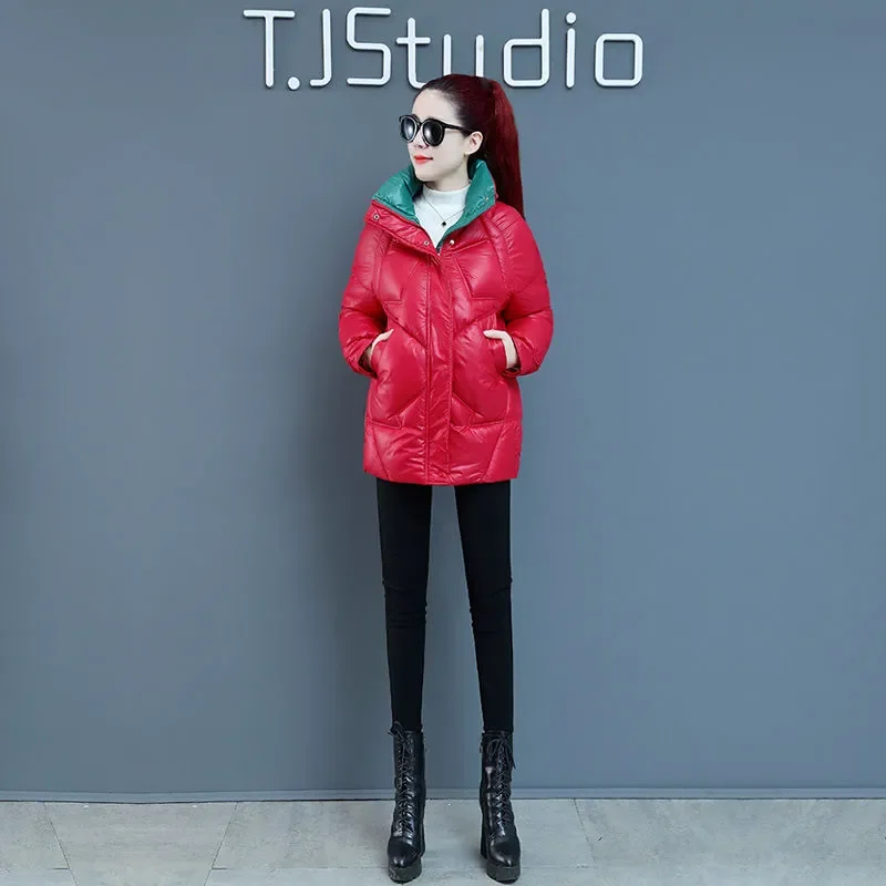 Women's Mid Length Korean Loose Standing Collar Cotton Jacket Lightweight And Warm Winter Cotton Jacket Thickened Jacket Female
Women's Mid Length Korean Loose Standing Collar Cotton Jacket Lightweight And Warm Winter Cotton Jacket Thickened Jacket Female
