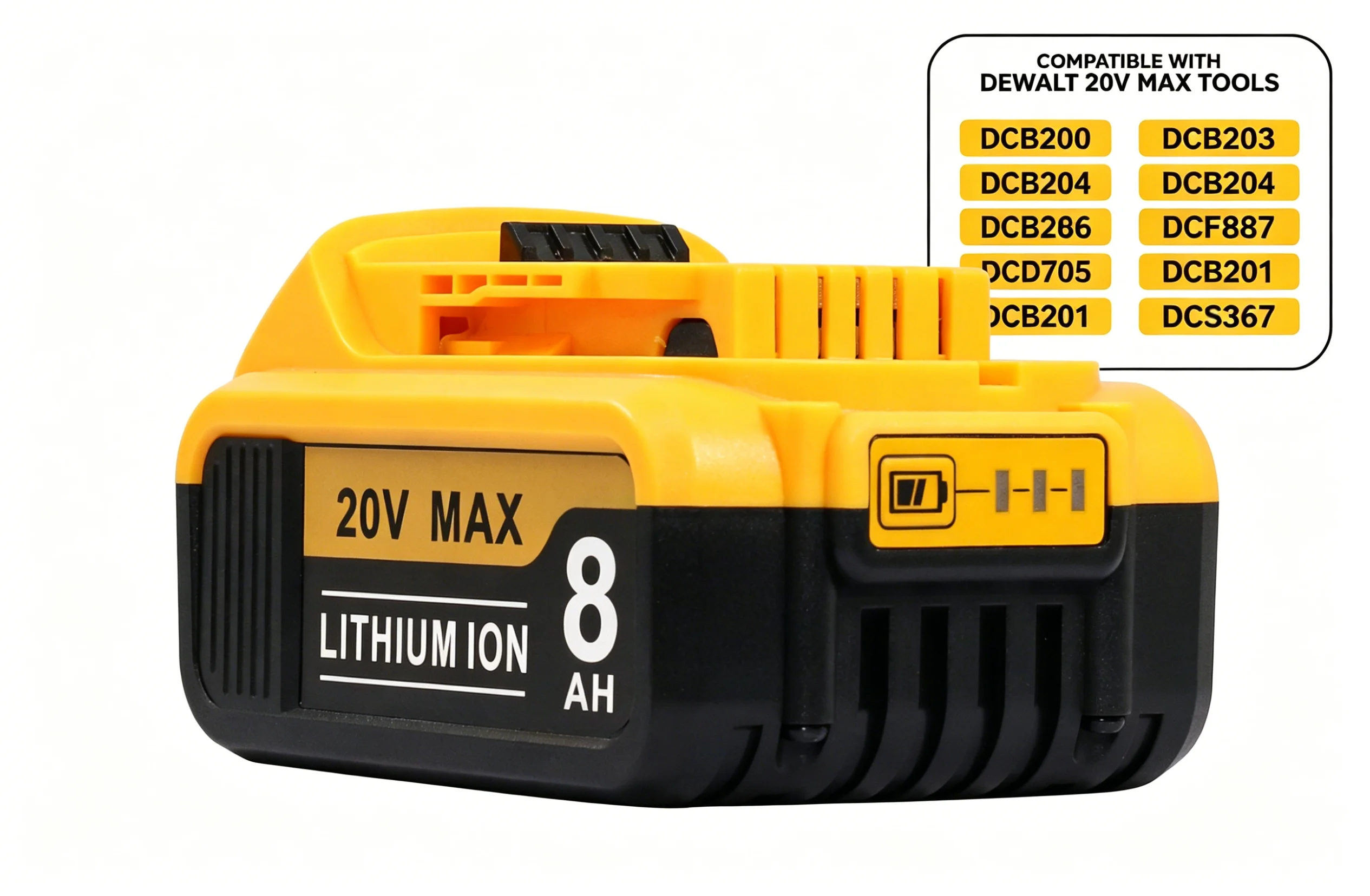 20V 8Ah Battery Compatible with DeWalt 20V Max DCB200 DCB204 DCB206, Li-ion Replacement Pack for Drill/Saw, 4-Piece
20V 8Ah Battery Compatible with DeWalt 20V Max DCB200 DCB204 DCB206, Li-ion Replacement Pack for Drill/Saw, 4-Piece