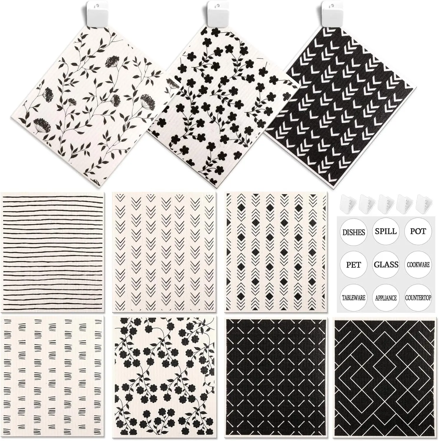 10 Pack Swedish Dishcloths with Hook, Eco-Friendly Reusable Paper Towels, Washable Cellulose Sponge for Kitchen Cleaning
10 Pack Swedish Dishcloths with Hook, Eco-Friendly Reusable Paper Towels, Washable Cellulose Sponge for Kitchen Cleaning